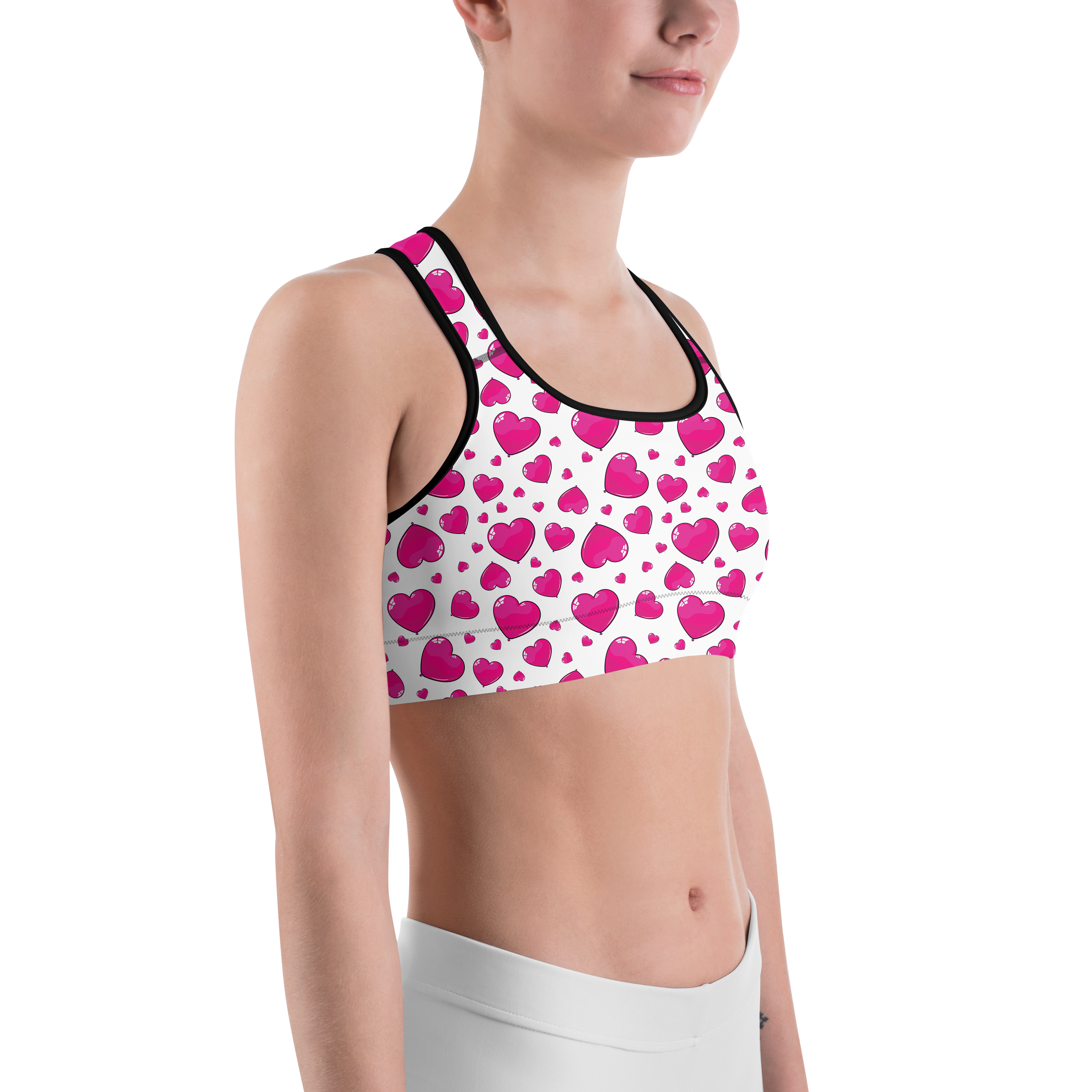 Pink Hearts Sports Bra - Gearbunch