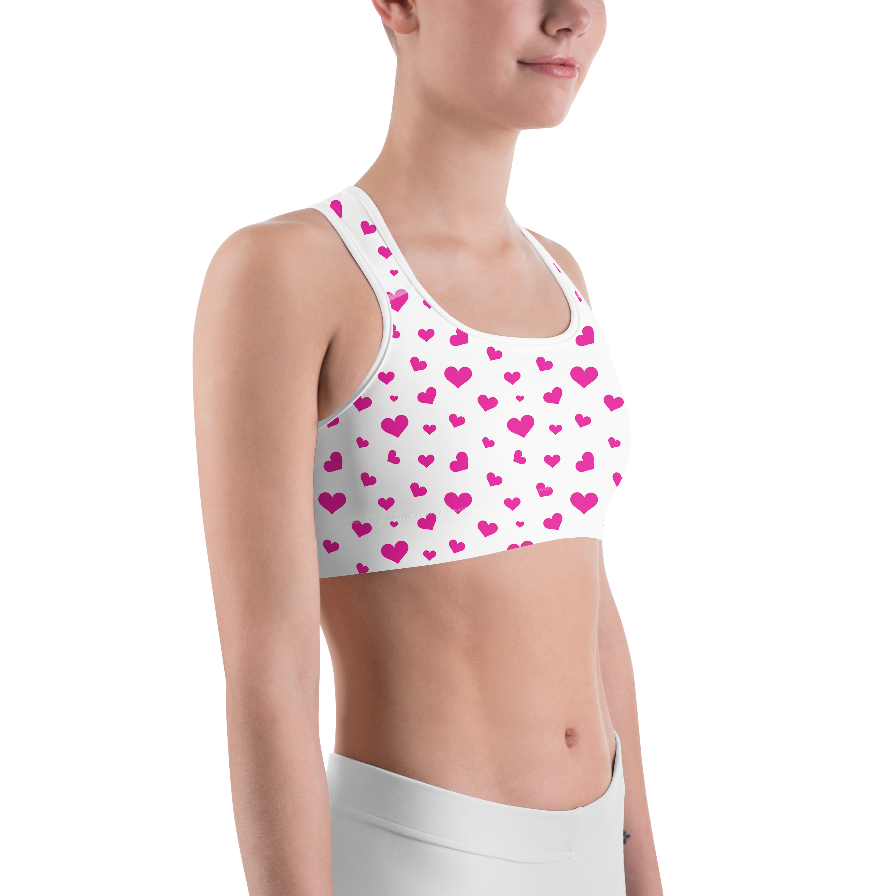 Pink Hearts Sports Bra - Gearbunch