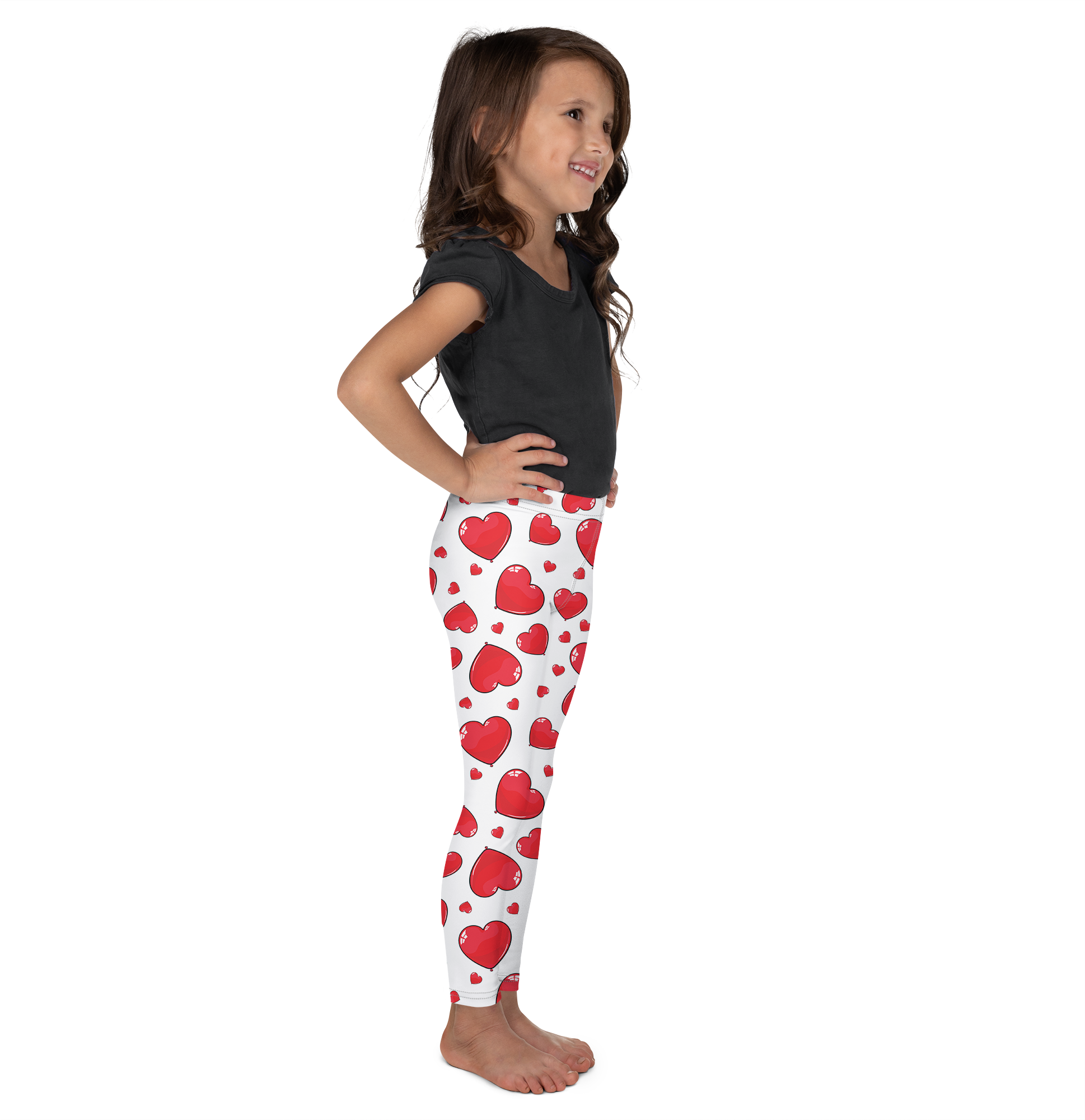 Red Heart Shaped Balloons Kid's Leggings - Gearbunch