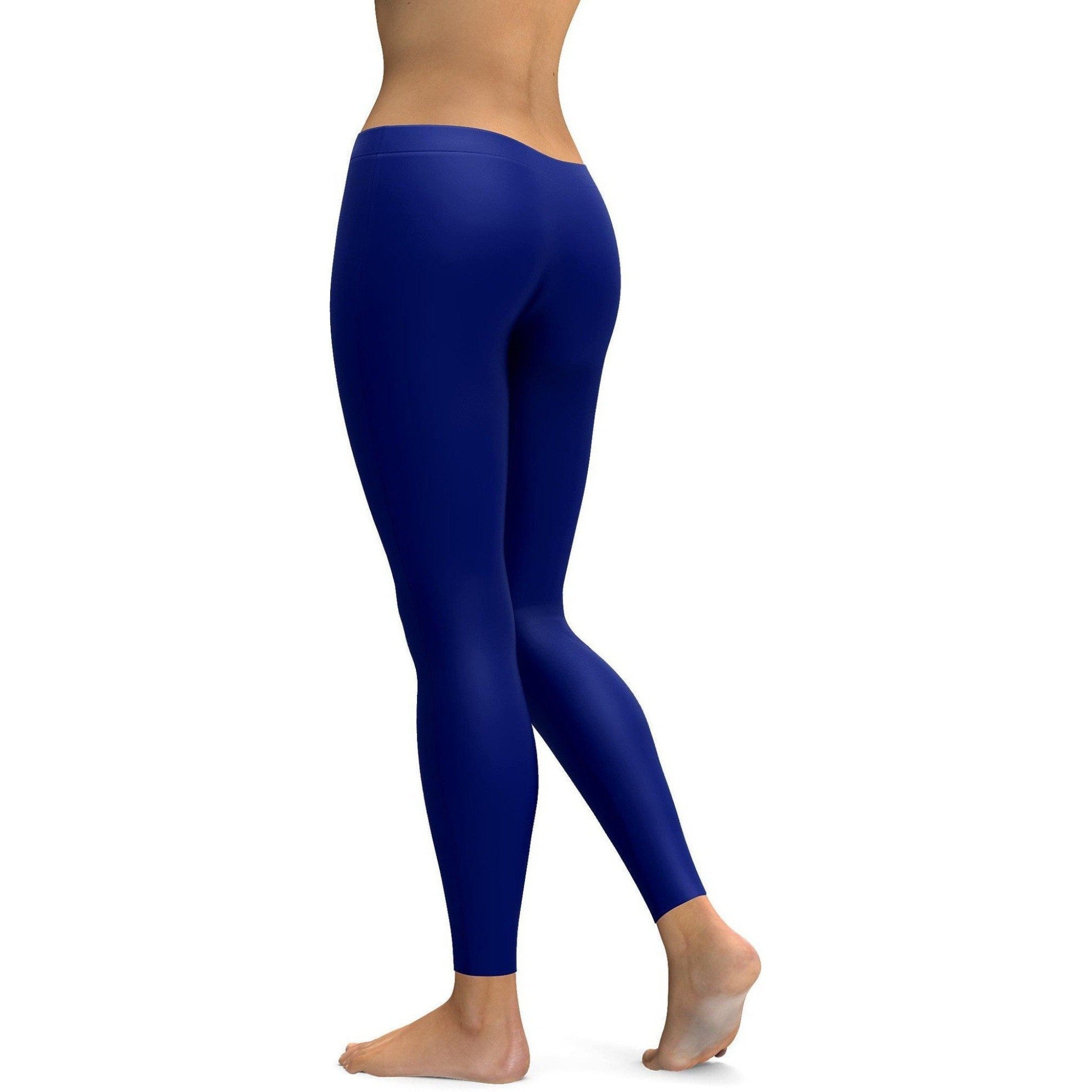 Womens Workout Yoga Solid Ocean Blue Leggings