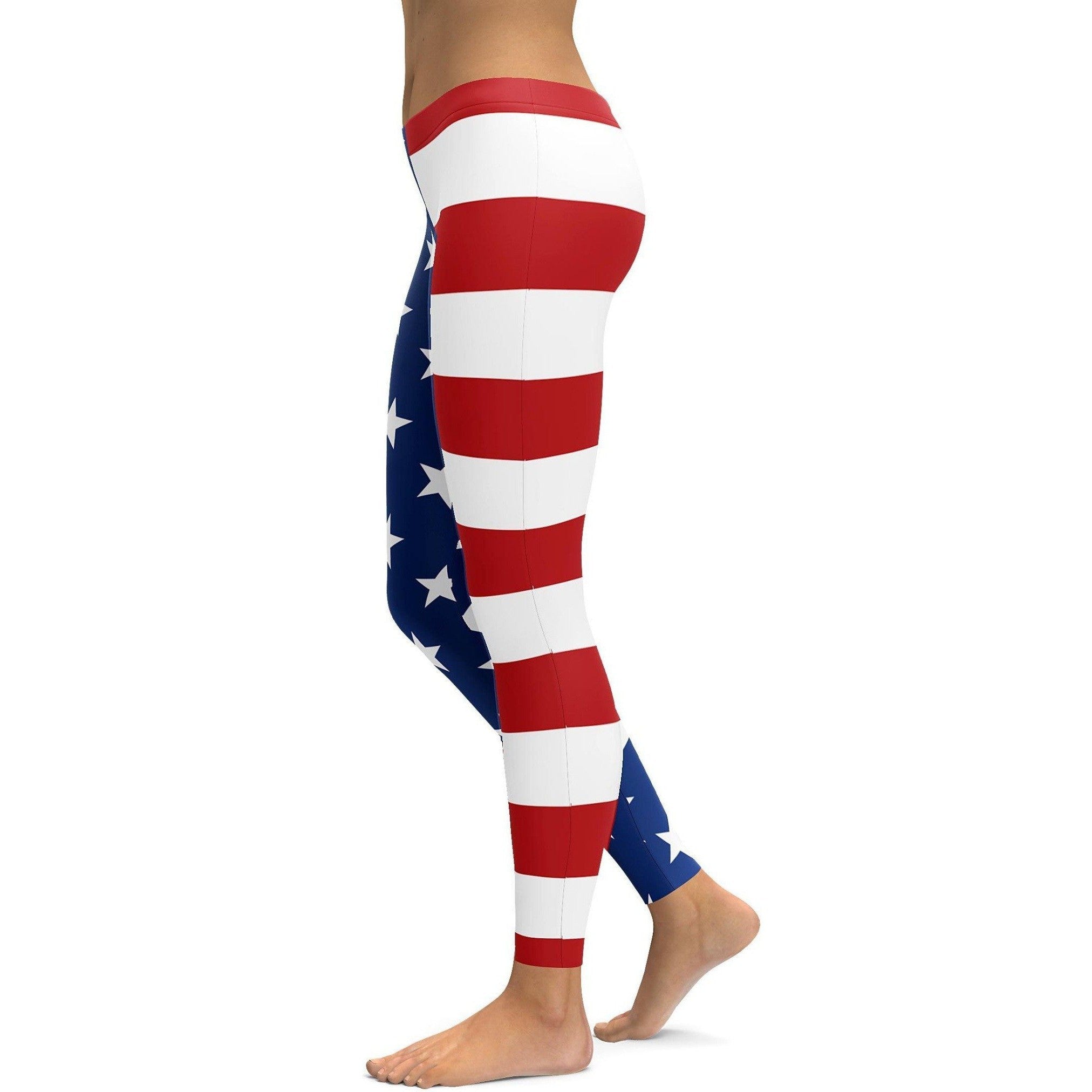 Huefulin American Flag Spandex Leggings Stars Stripes Red White Blue One Sz  NWT
