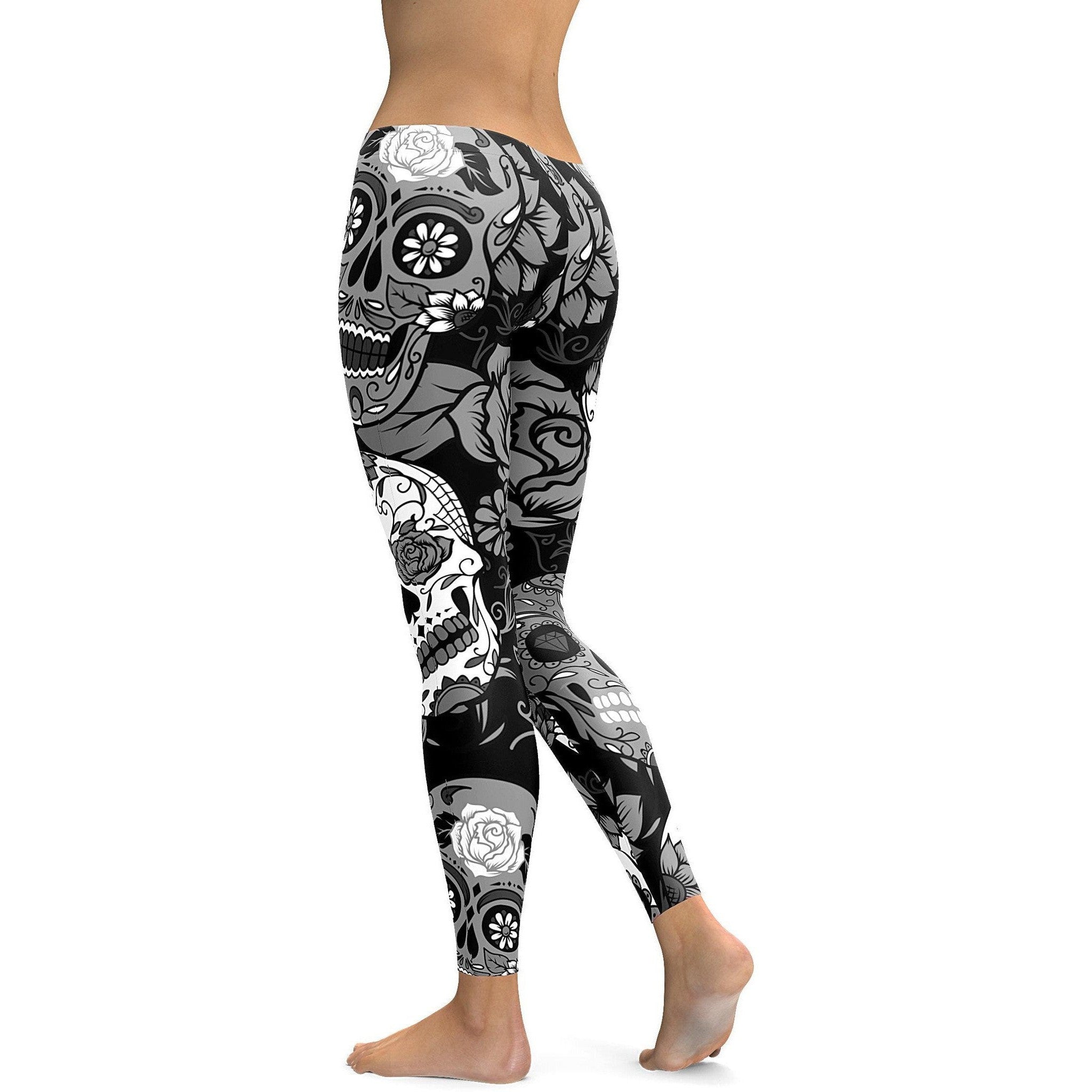 black and white skull leggings