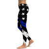 Womens Workout Yoga Thin Blue Line Leggings Blue/White/Black | Gearbunch.com