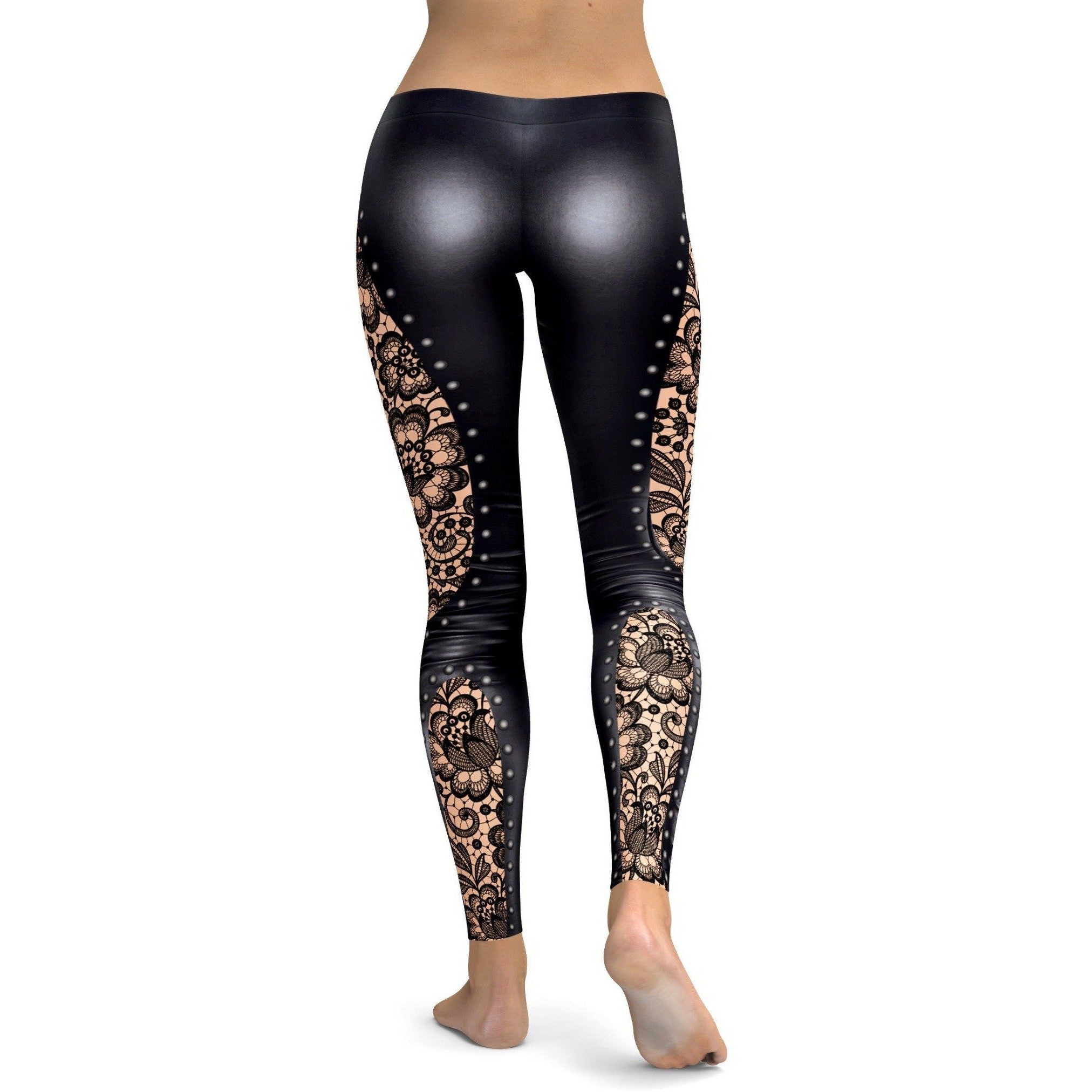 Black Leggings Leather Faux Jeggings 