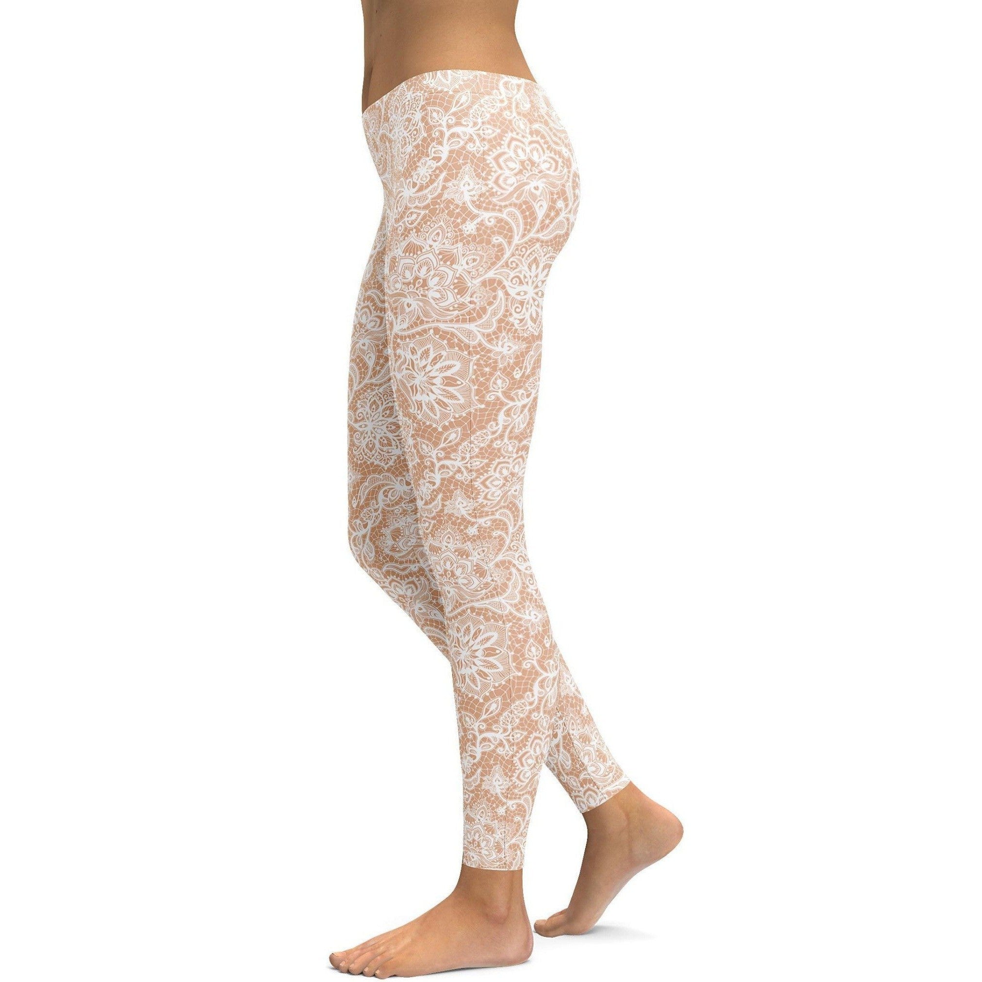 Women's White Lace Leggings