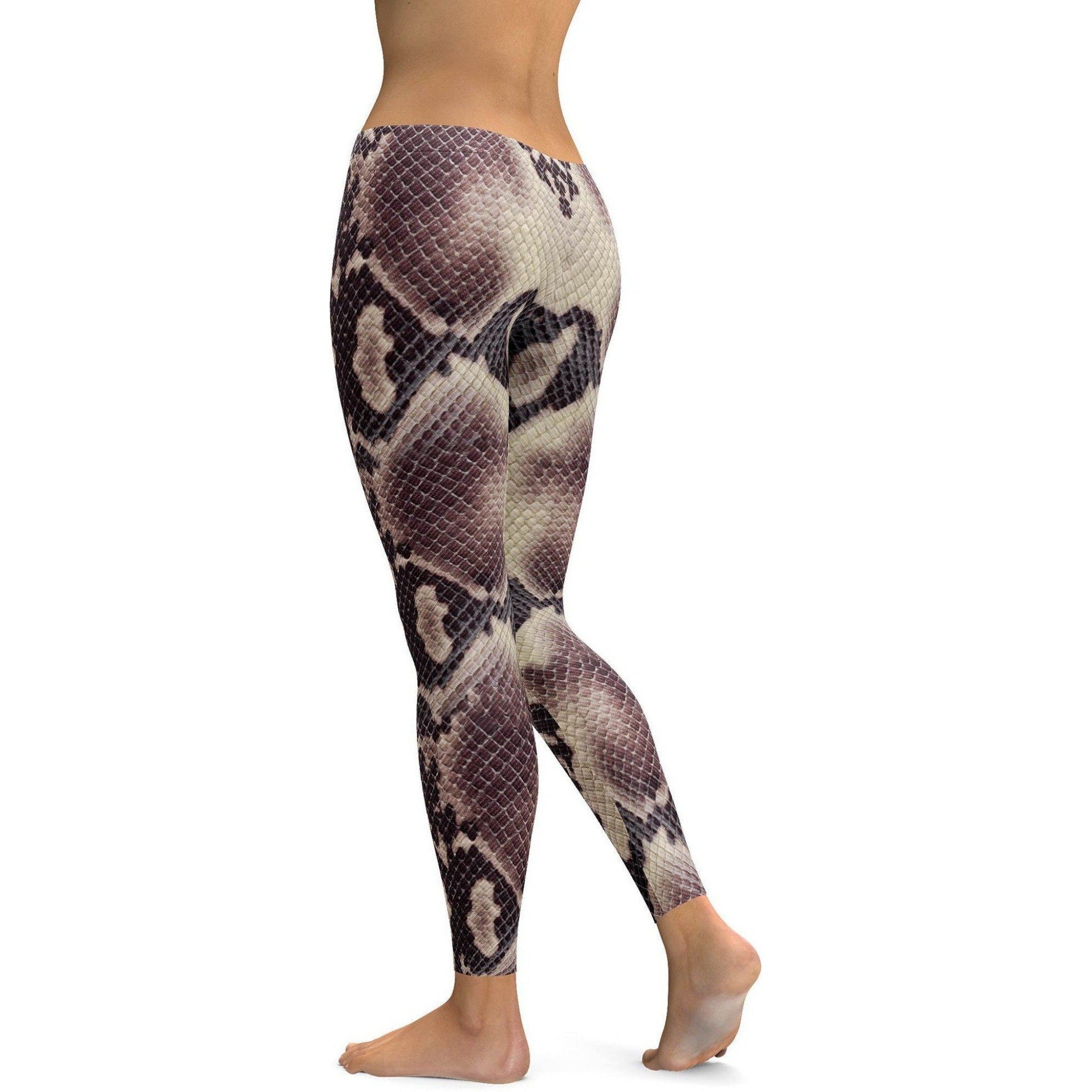 Womens Workout Yoga Anaconda Snake Skin Leggings Black/White/Brown | Gearbunch.com