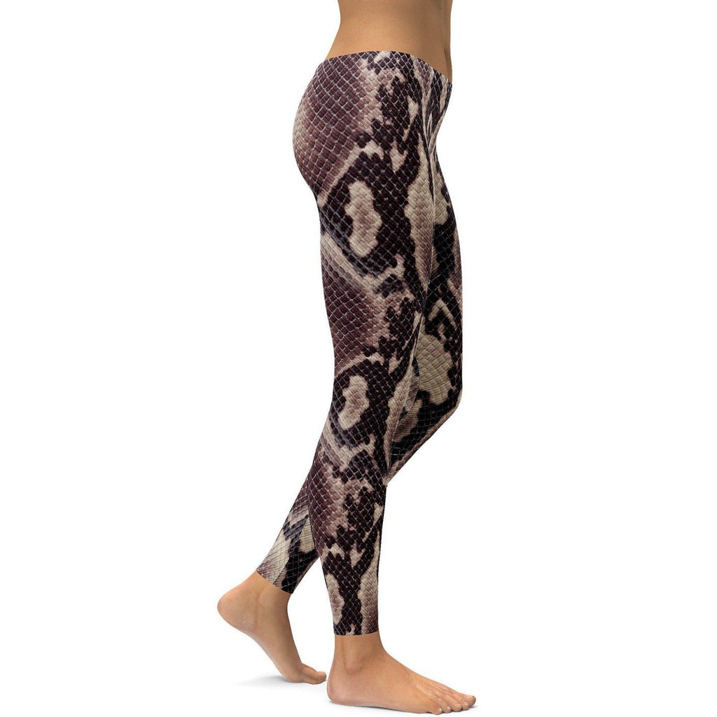 Womens Workout Yoga Anaconda Snake Skin Leggings Black/White/Brown