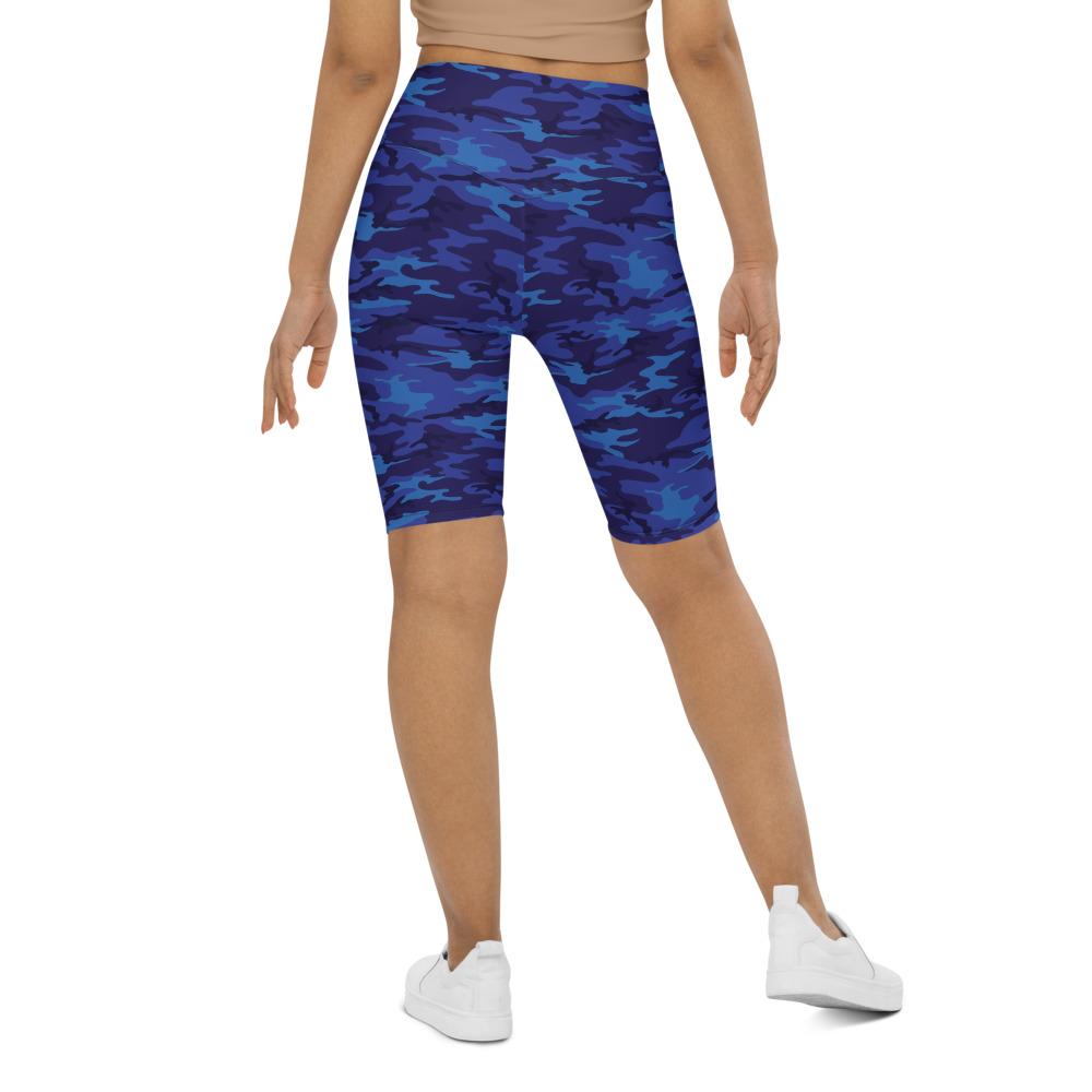 Womens Bike Shorts Blue Camo Blue/Navy | Gearbunch.com