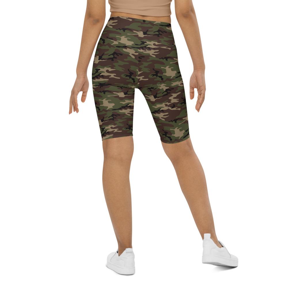 Womens Bike Shorts Army Camo Green/Brown/Black | Gearbunch.com