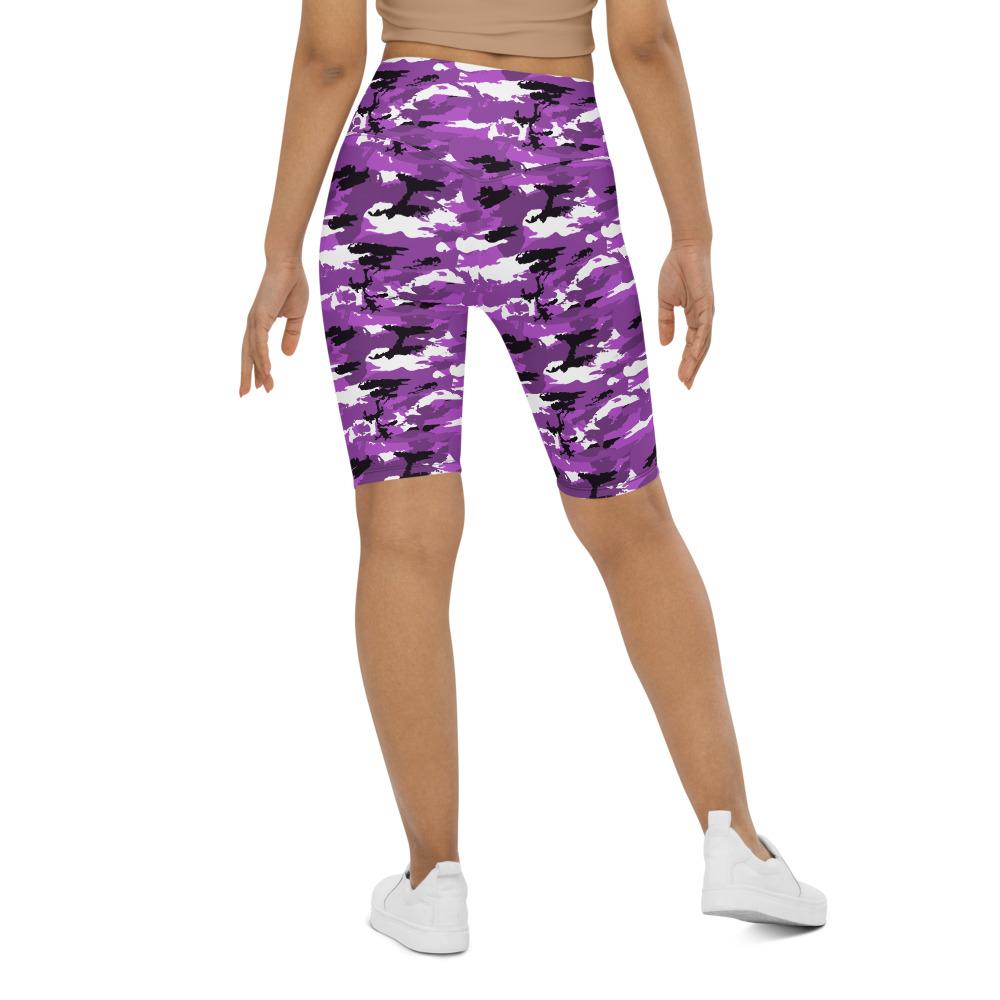 Womens Bike Shorts Purple Camo Purple/Black/White | Gearbunch.com