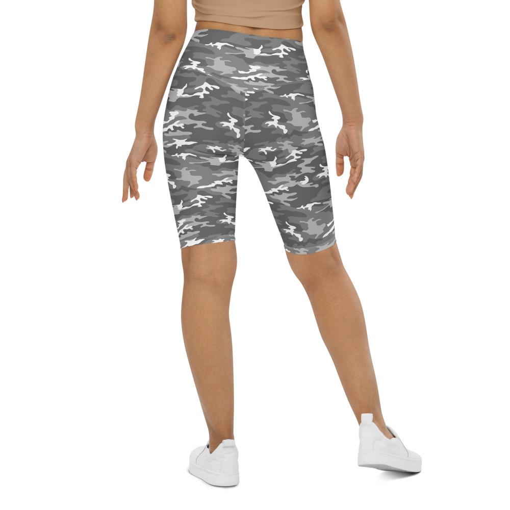 Womens Bike Shorts Light Grey Camo White/Grey | Gearbunch.com