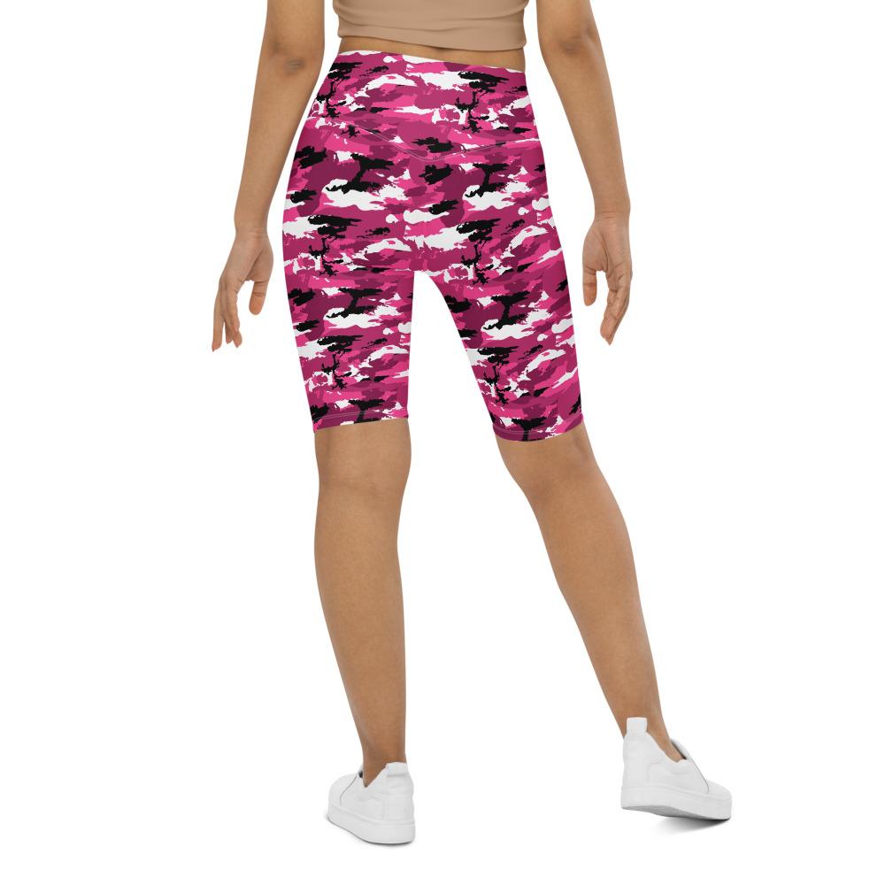 Womens Bike Shorts Pink Camo Black/White/Pink | Gearbunch.com