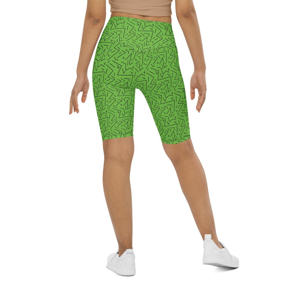 Womens Bike Shorts Green Black Line | Gearbunch.com