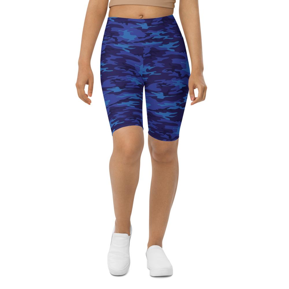 Womens Bike Shorts Blue Camo Blue/Navy | Gearbunch.com