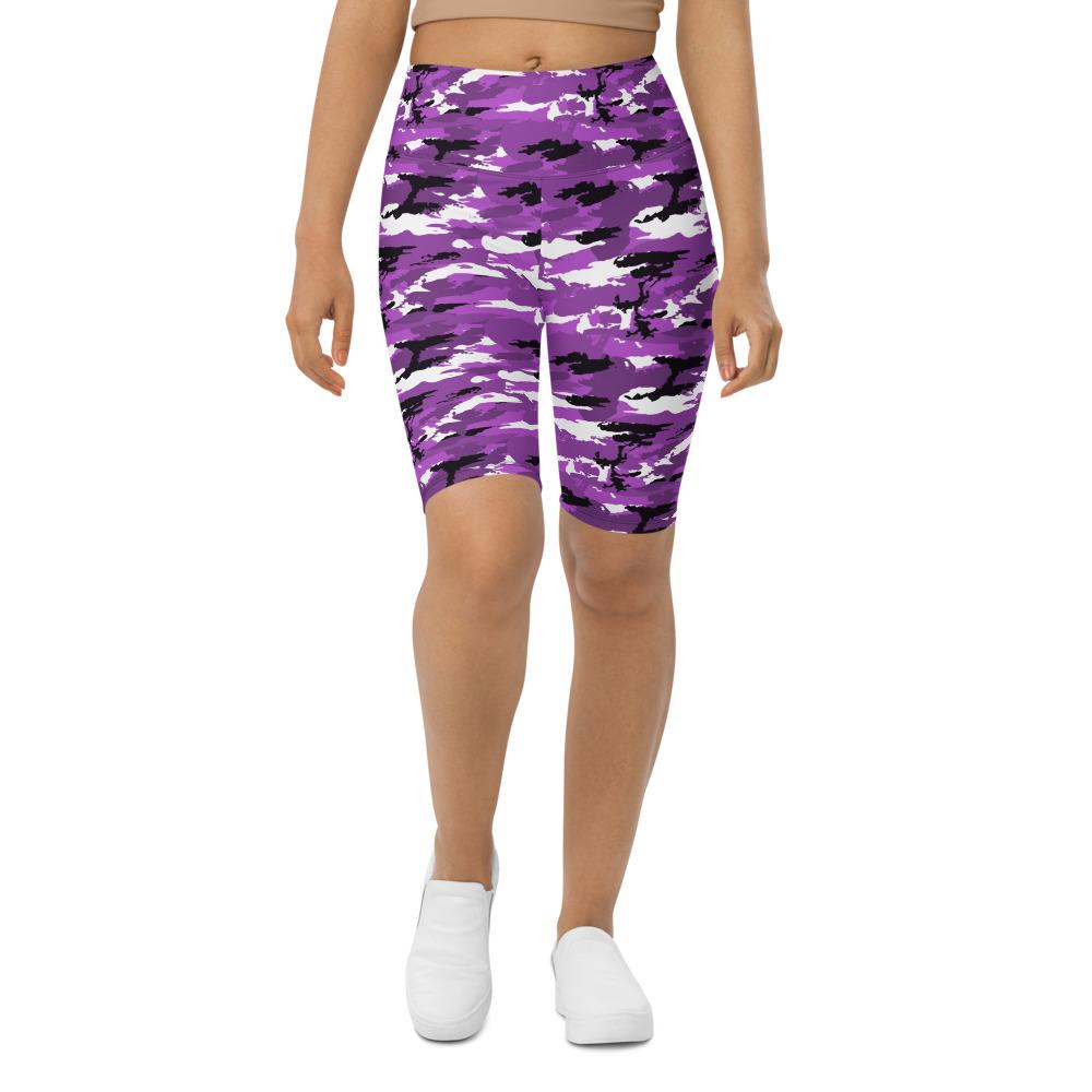 Womens Bike Shorts Purple Camo Purple/Black/White | Gearbunch.com