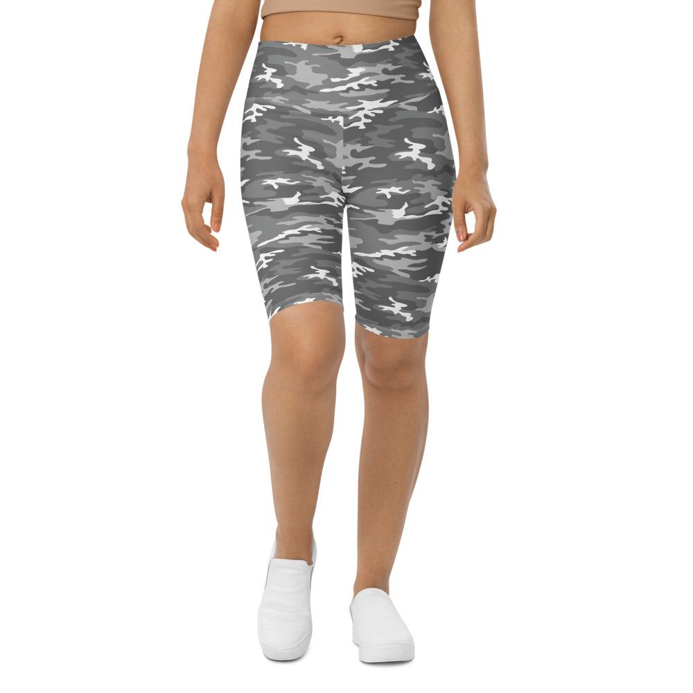 Womens Bike Shorts Light Grey Camo White/Grey | Gearbunch.com