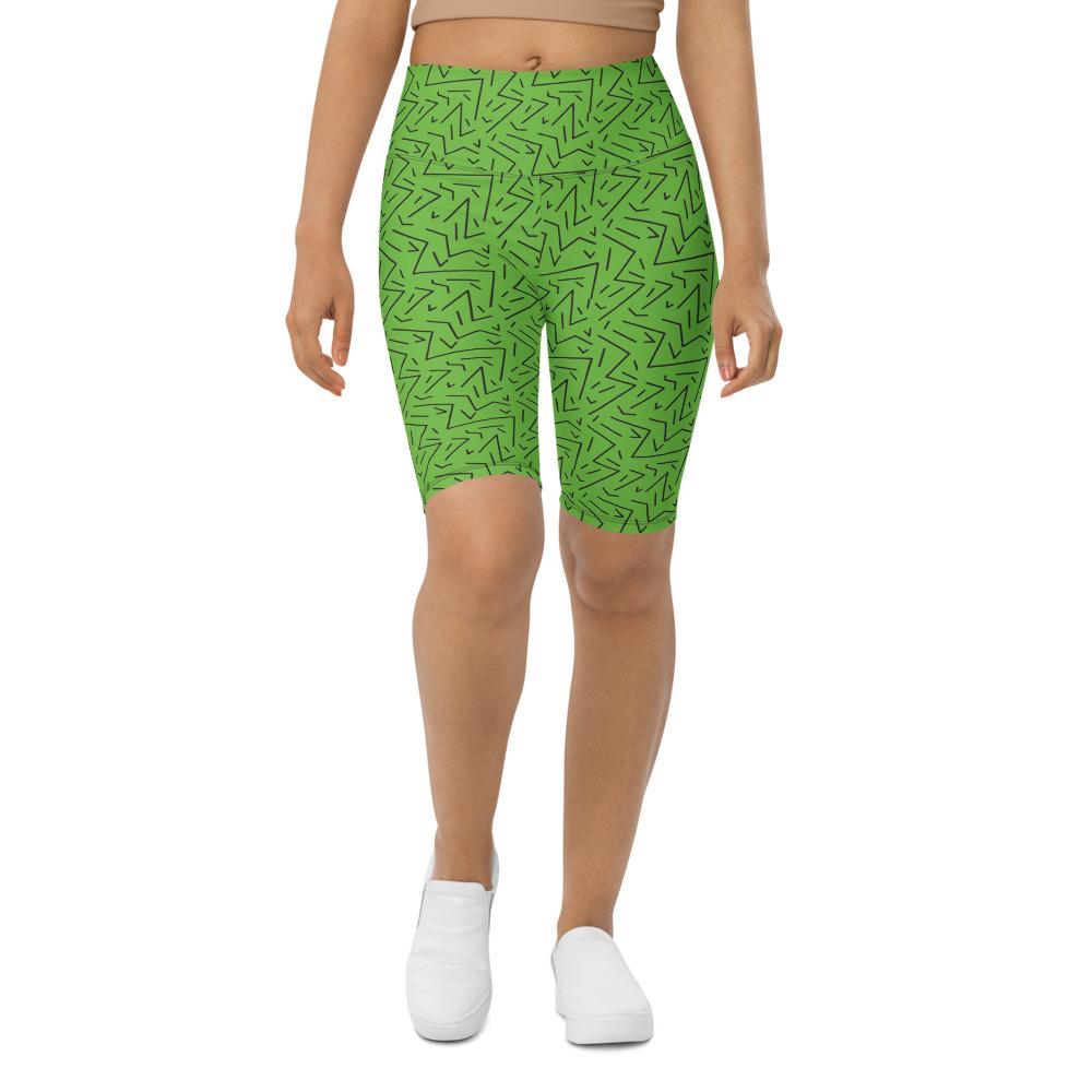 Womens Bike Shorts Green Black Line | Gearbunch.com