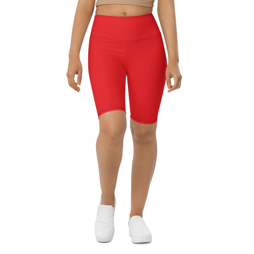 Womens Solid Hot Red Bike Shorts | Gearbunch.com