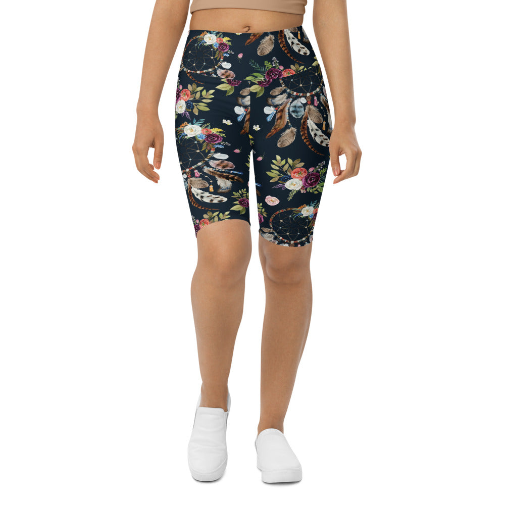 Womens Boho Dreamcatcher and Flowers Bike Shorts | Gearbunch.com