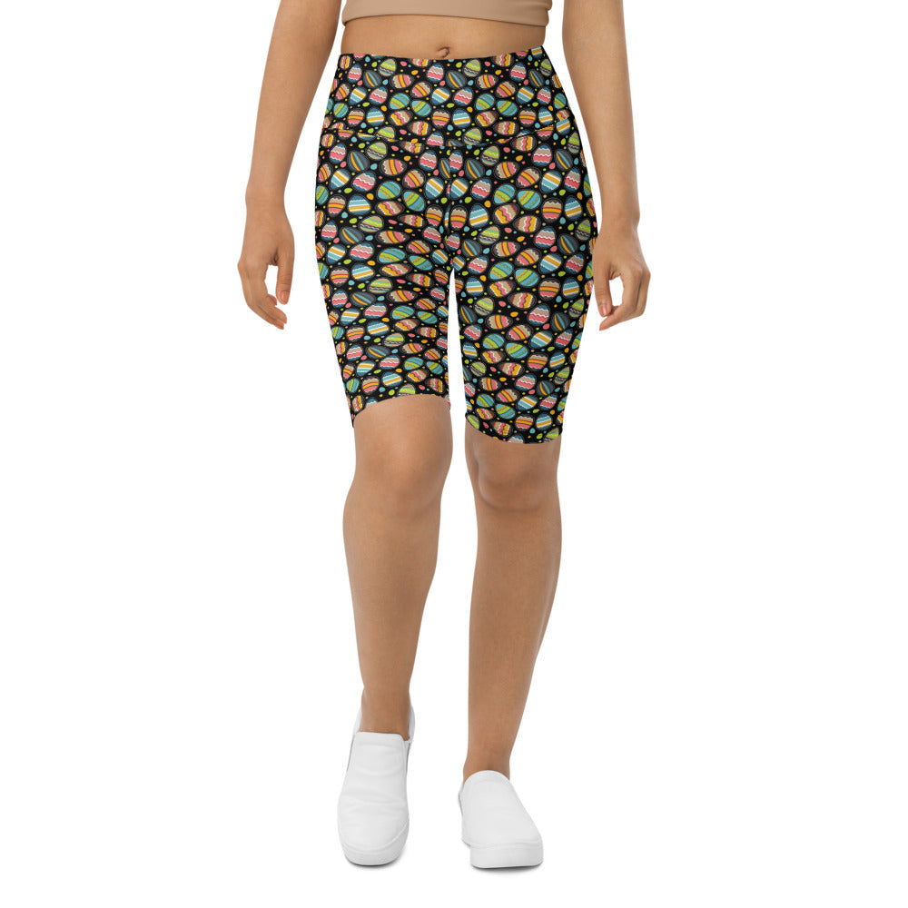 Womens Bike Shorts Easter Egg Black/Green/Yellow | Gearbunch.com