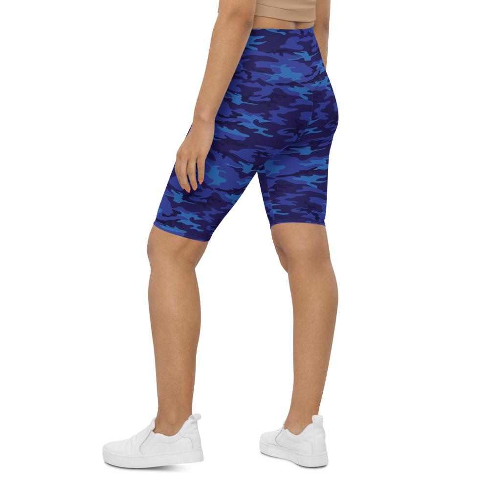 Womens Bike Shorts Blue Camo Blue/Navy | Gearbunch.com