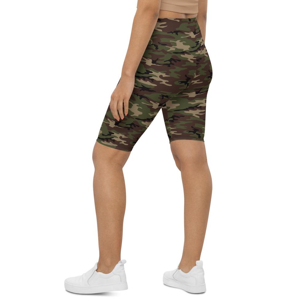 Womens Bike Shorts Army Camo Green/Brown/Black | Gearbunch.com