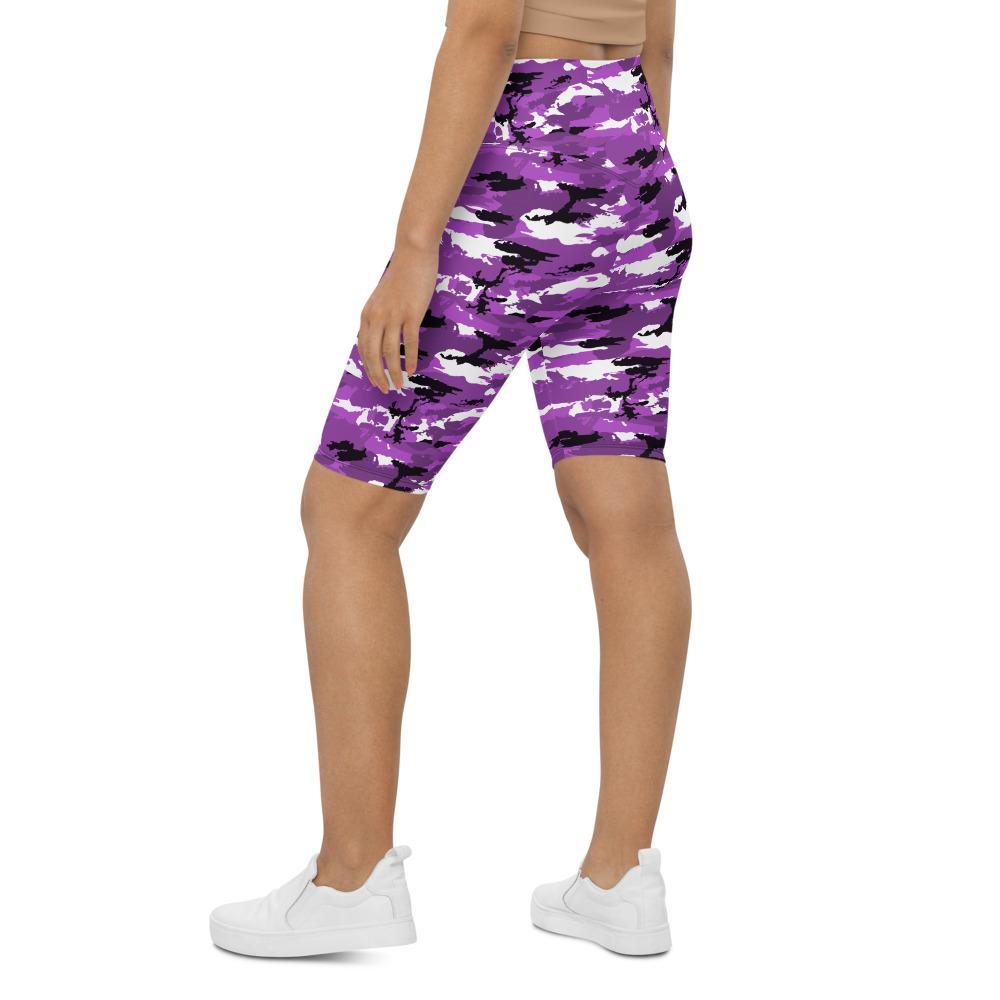 Womens Bike Shorts Purple Camo Purple/Black/White | Gearbunch.com