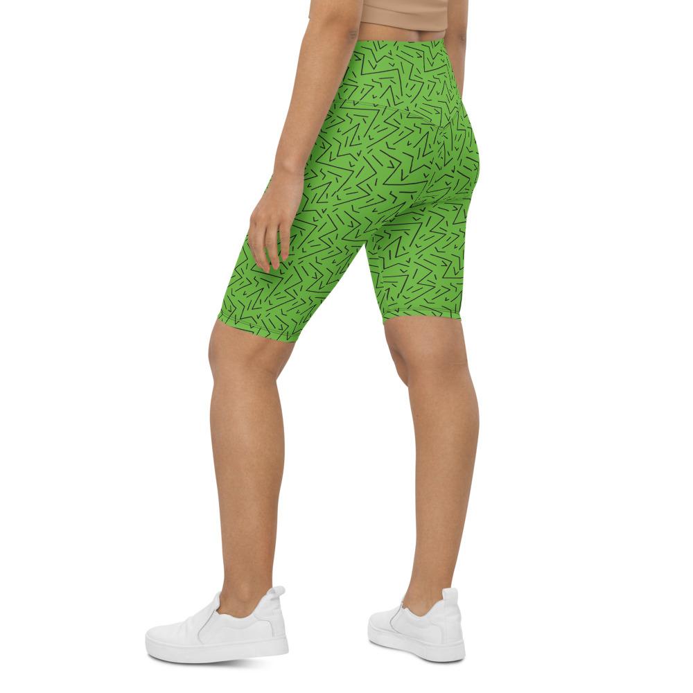 Womens Bike Shorts Green Black Line | Gearbunch.com