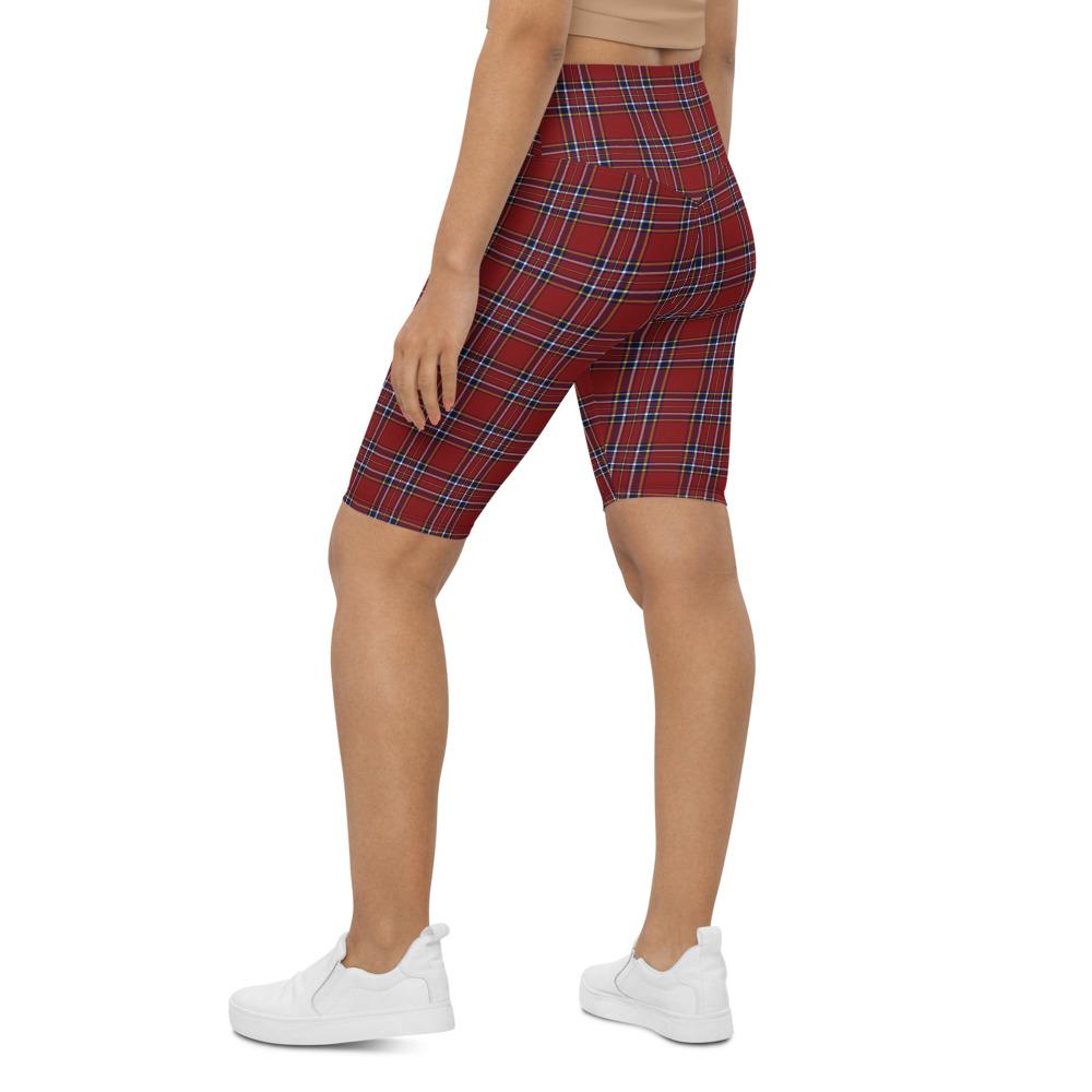 Womens bike Shorts Deep Red Tartan Red/White/Yellow | Gearbunch.com