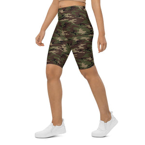 Womens Bike Shorts Army Camo Green/Brown/Black | Gearbunch.com