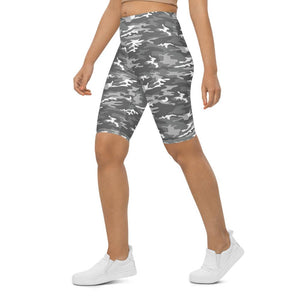 Womens Bike Shorts Light Grey Camo White/Grey | Gearbunch.com