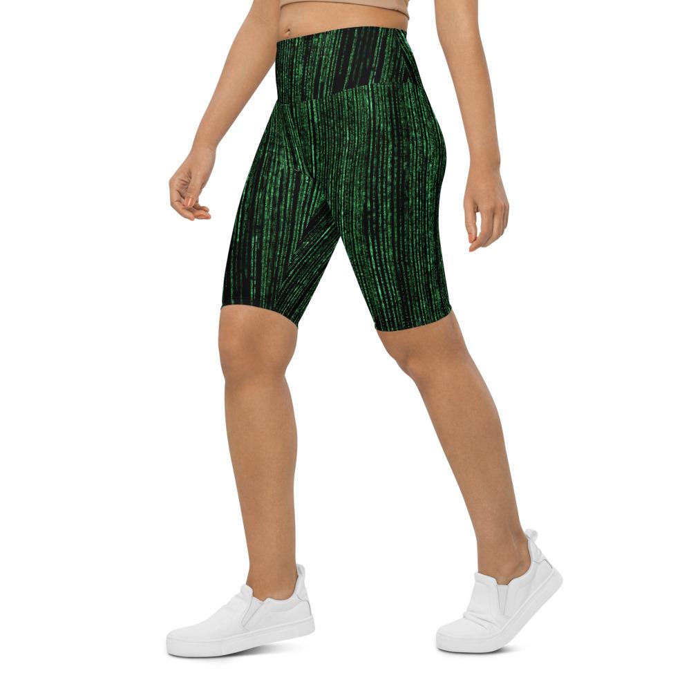 Womens Bike Shorts Matrix Inspired Green/Black | Gearbunch.com