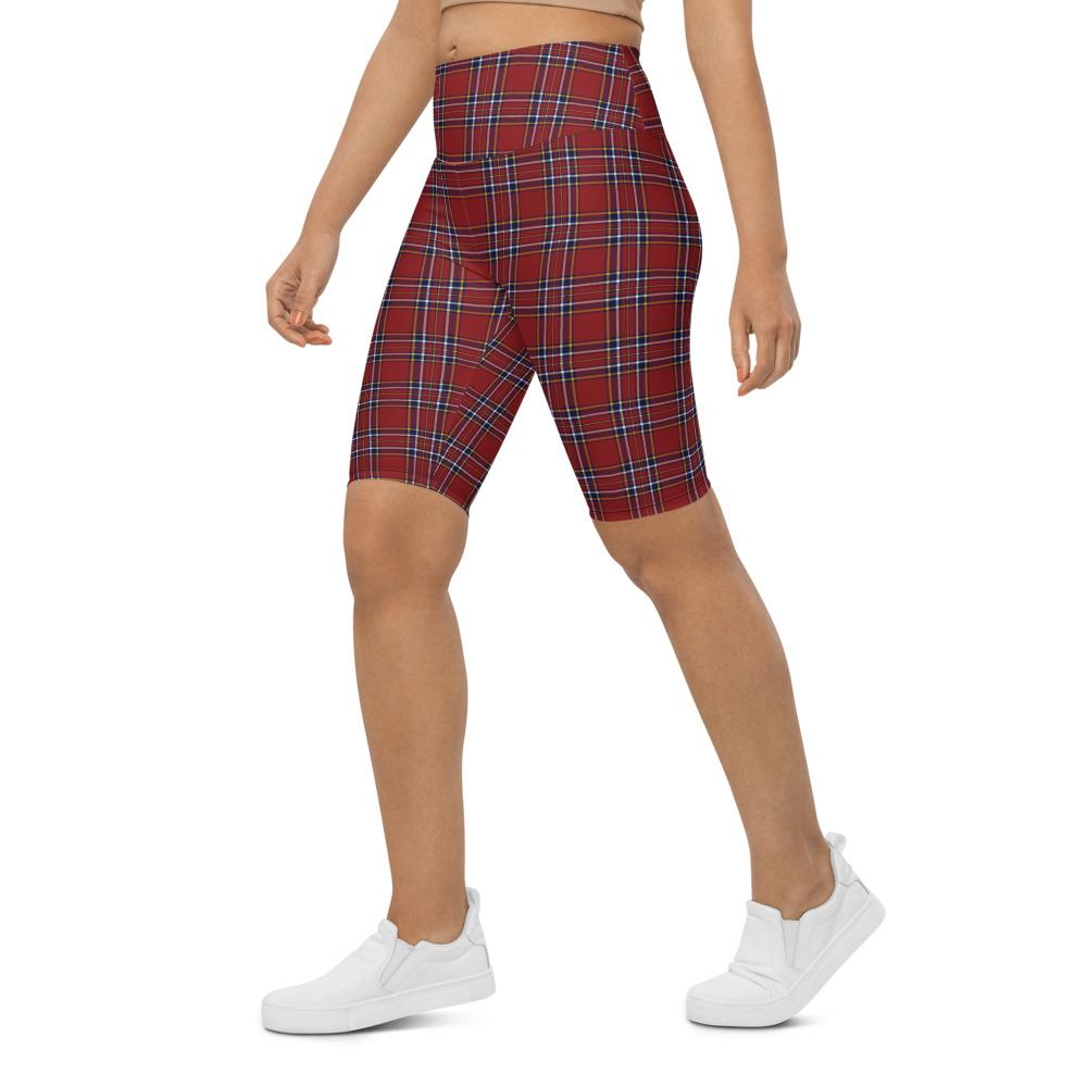 Womens bike Shorts Deep Red Tartan Red/White/Yellow | Gearbunch.com