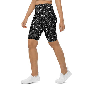 Black Reindeer Christmas Bike Shorts Black/White/Grey | Gearbunch.com