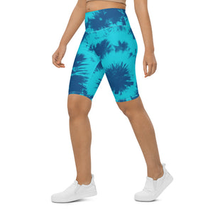 Womens Bike Shorts Blue & Aqua Tie Dye | Gearbunch.com