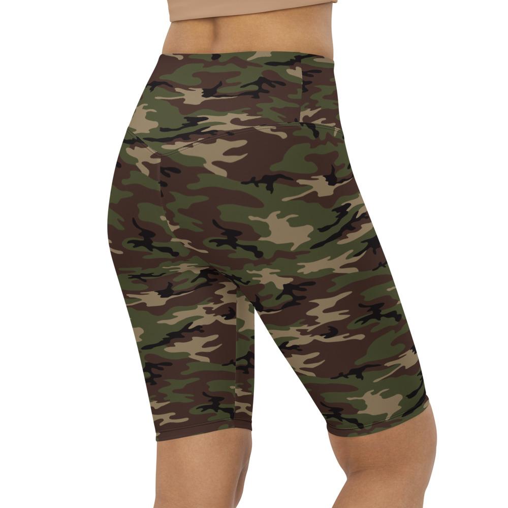 Womens Bike Shorts Army Camo Green/Brown/Black | Gearbunch.com