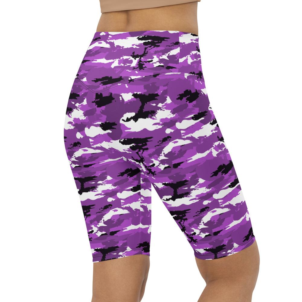 Womens Bike Shorts Purple Camo Purple/Black/White | Gearbunch.com