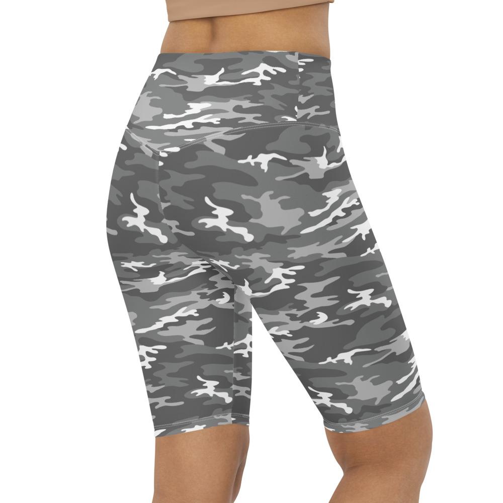 Womens Bike Shorts Light Grey Camo White/Grey | Gearbunch.com