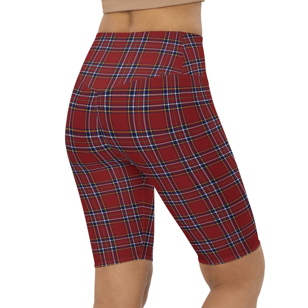 Womens bike Shorts Deep Red Tartan Red/White/Yellow | Gearbunch.com