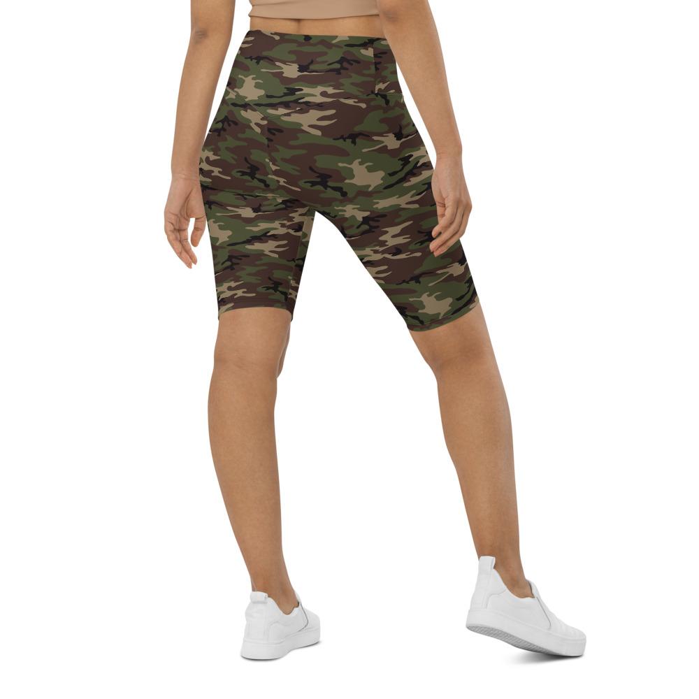 Womens Bike Shorts Army Camo Green/Brown/Black | Gearbunch.com