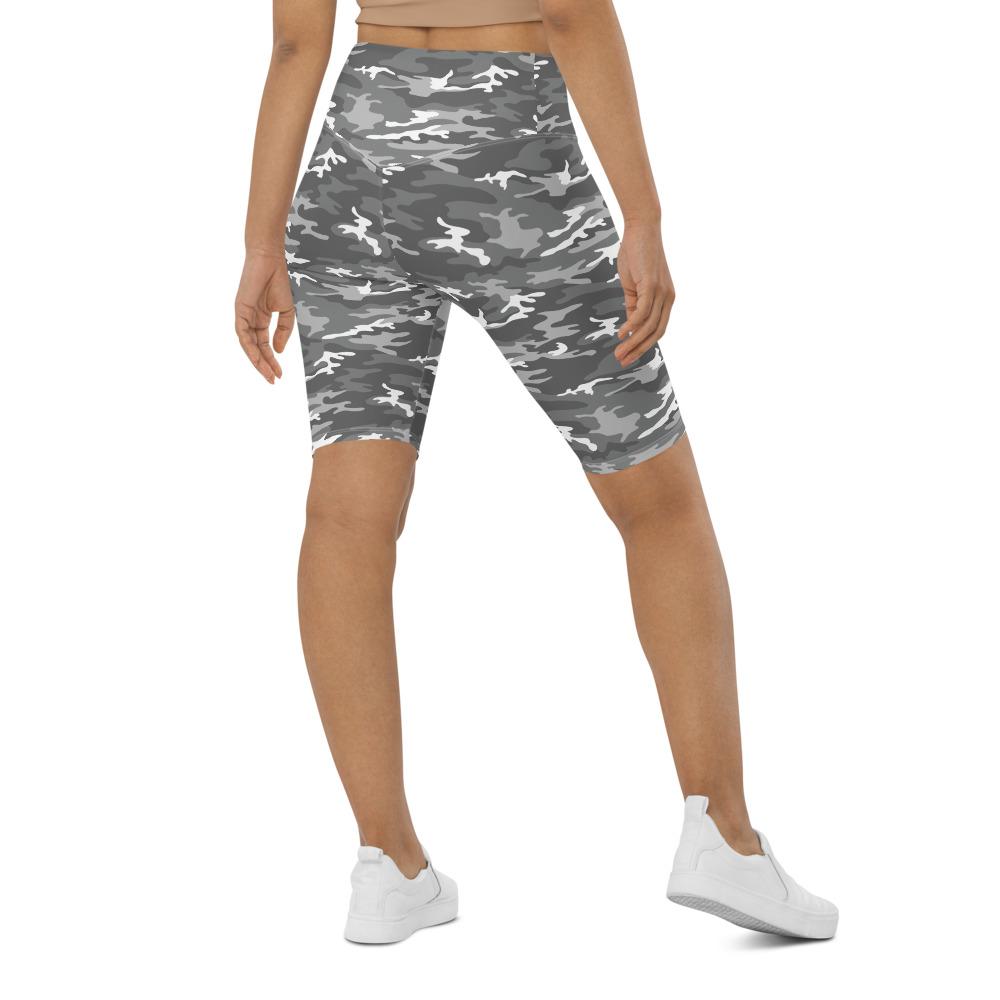 Womens Bike Shorts Light Grey Camo White/Grey | Gearbunch.com