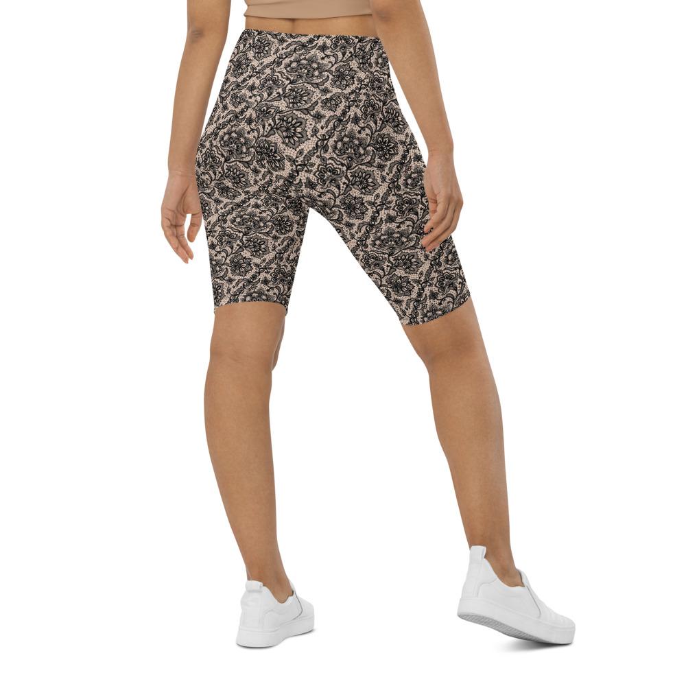 Womens Bike Shorts Black Faux Lace | Gearbunch.com