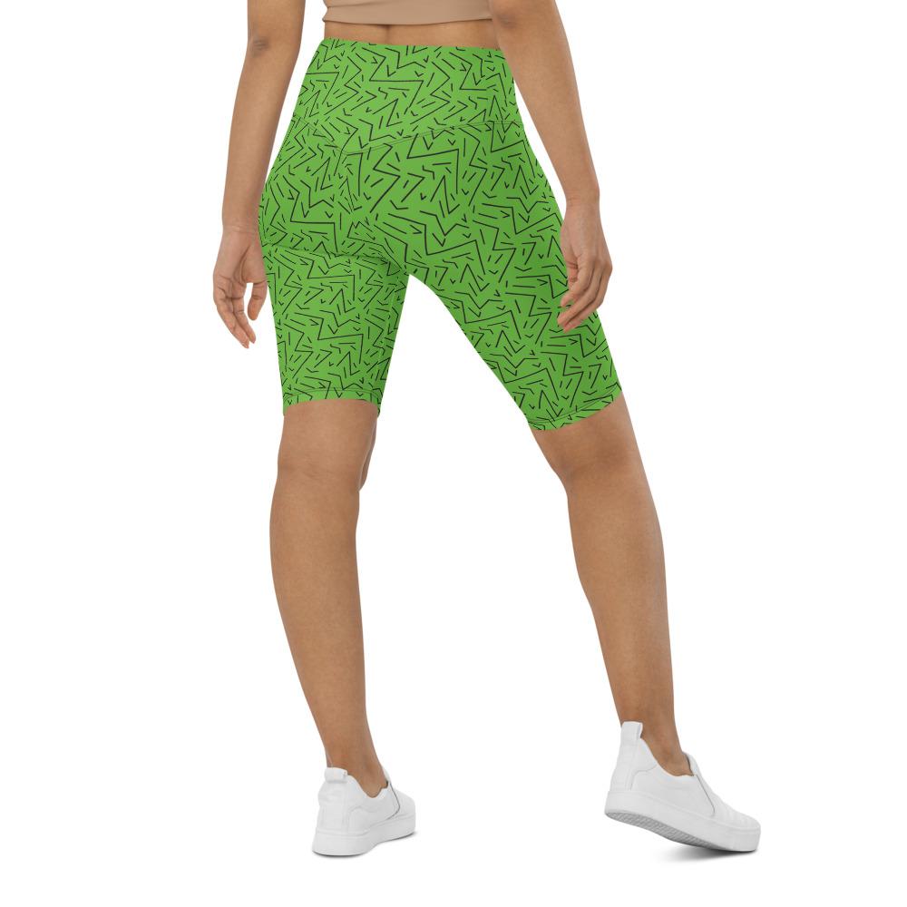 Womens Bike Shorts Green Black Line | Gearbunch.com