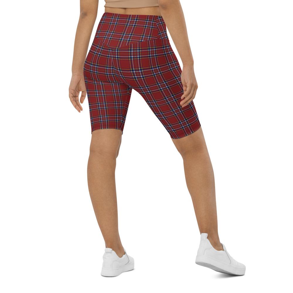 Womens bike Shorts Deep Red Tartan Red/White/Yellow | Gearbunch.com