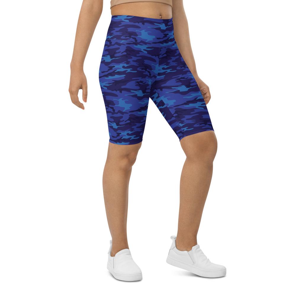 Womens Bike Shorts Blue Camo Blue/Navy | Gearbunch.com