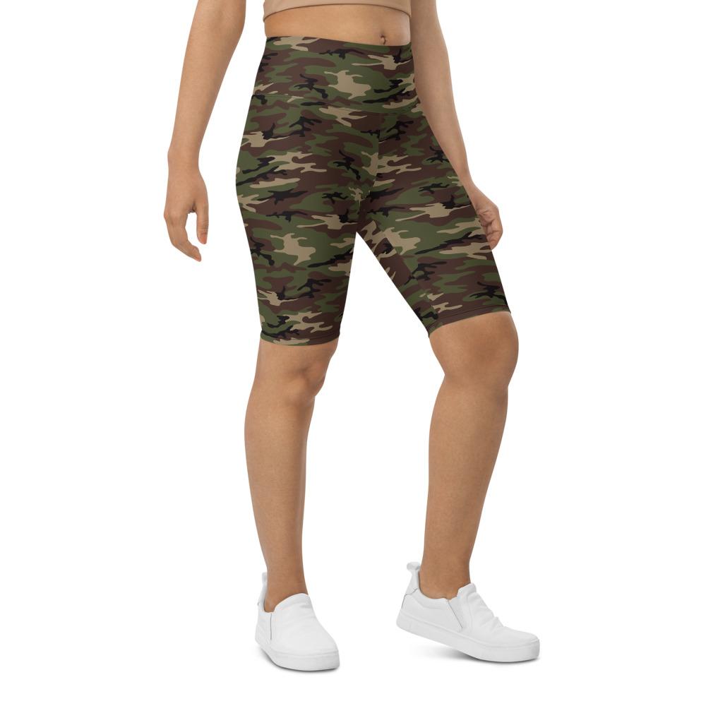 Womens Bike Shorts Army Camo Green/Brown/Black | Gearbunch.com