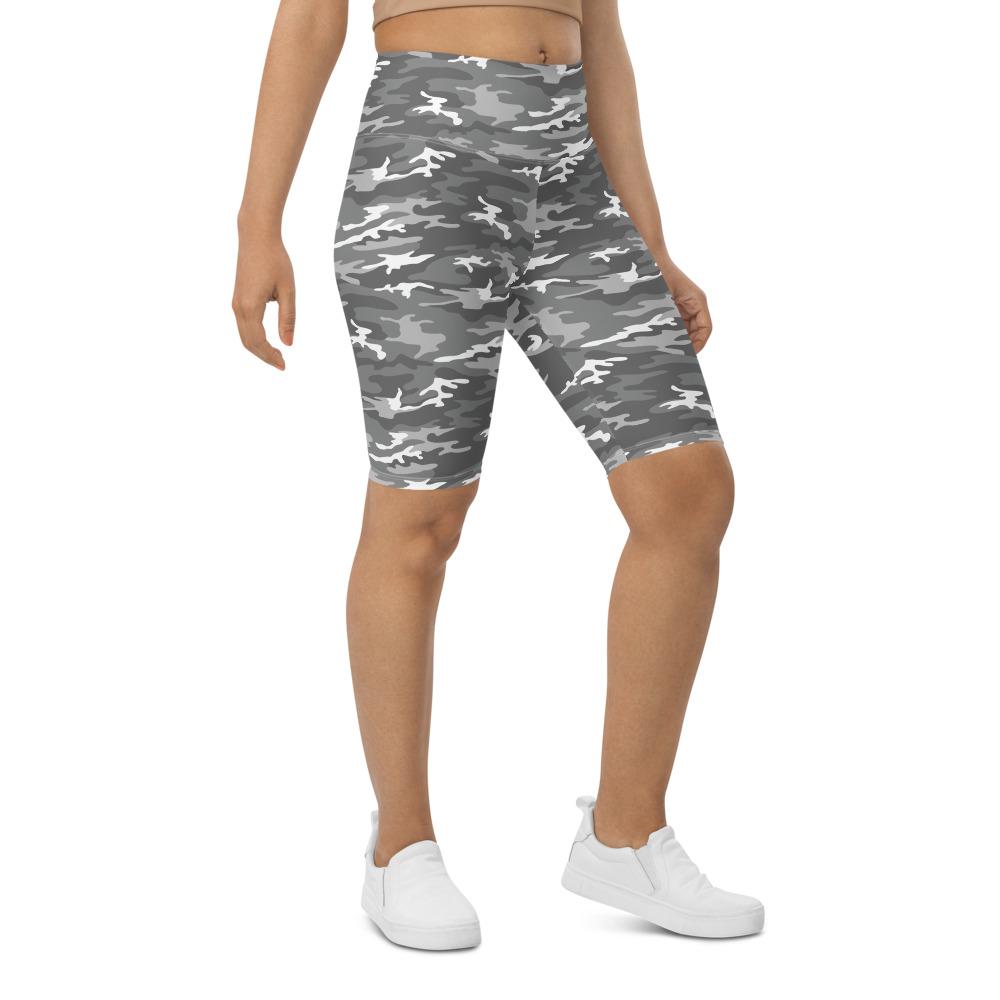 Womens Bike Shorts Light Grey Camo White/Grey | Gearbunch.com