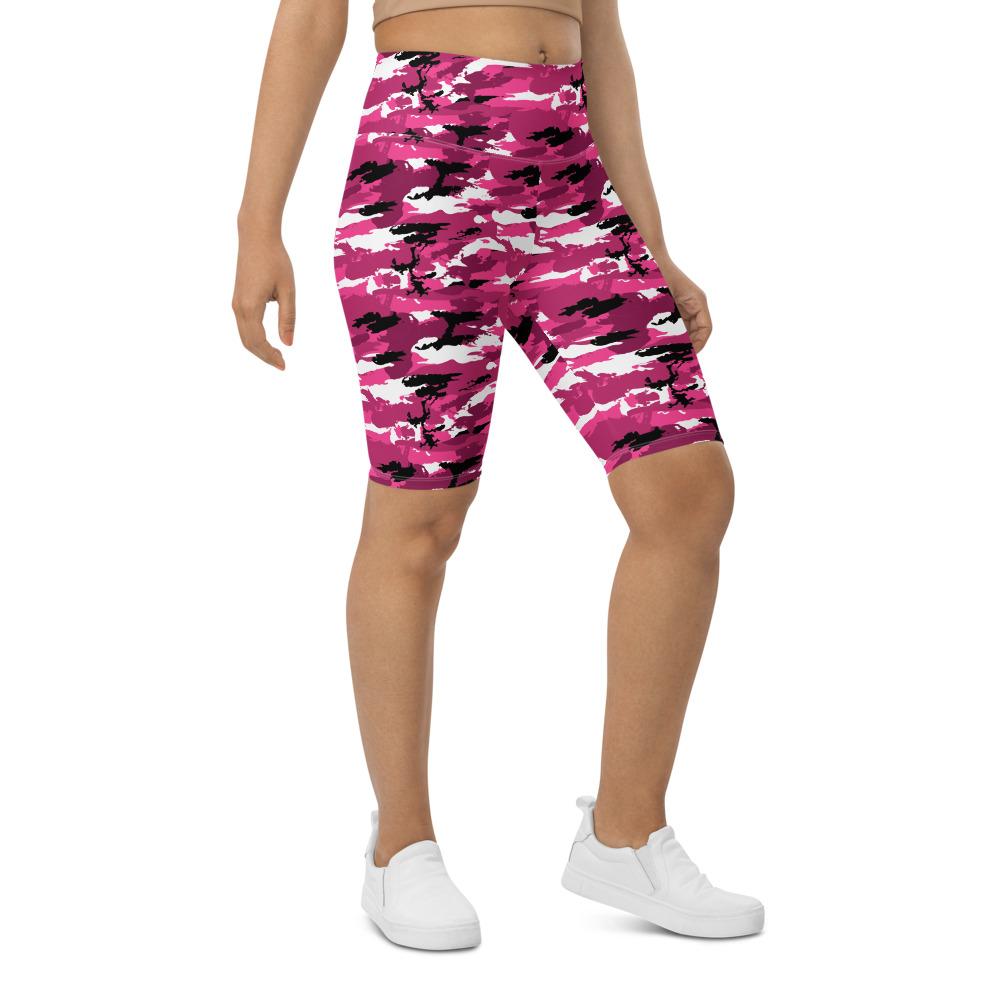 Womens Bike Shorts Pink Camo Black White Pink Gearbunch GearBunch