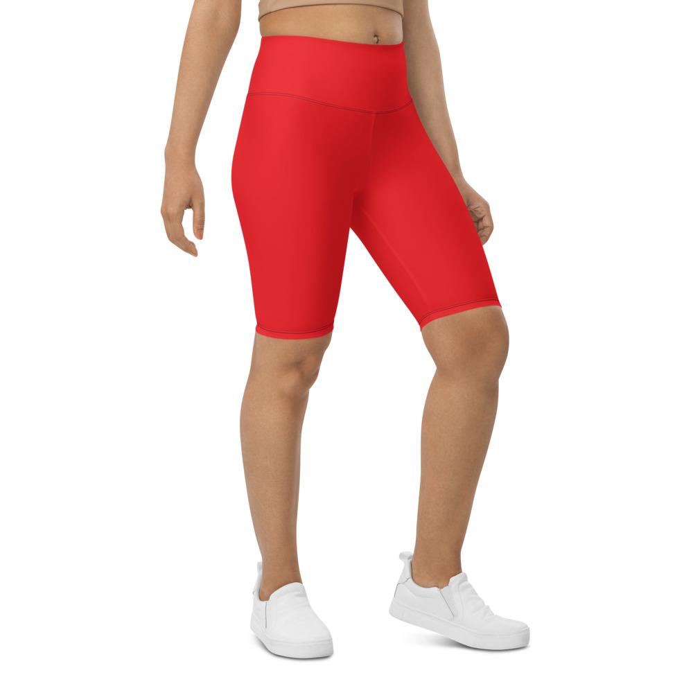 Womens Solid Hot Red Bike Shorts | Gearbunch.com