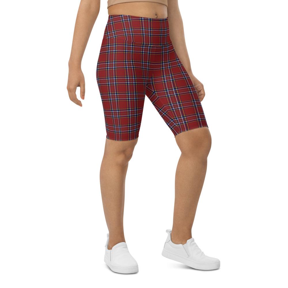 Red plaid deals biker shorts